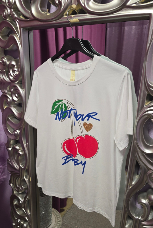 Camiseta cerezas blanca