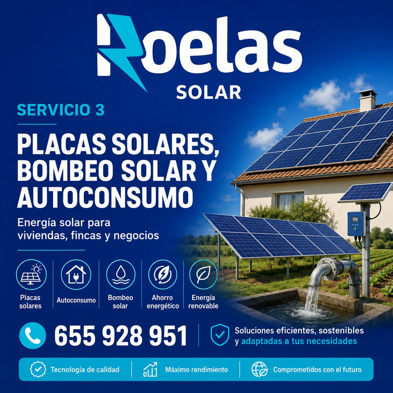 Placas solares, bombeos solares y autoconsumo